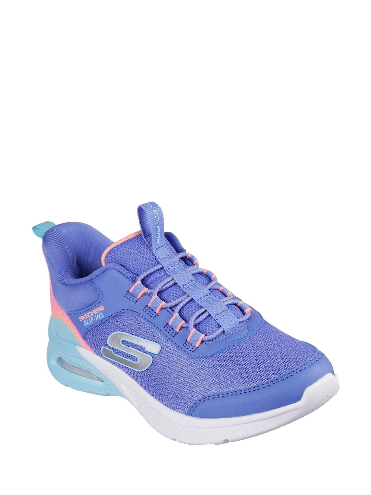 Skechers Blue Blue Microspec Max Colour Trifecta Slip In Trainers - Image 2 of 2