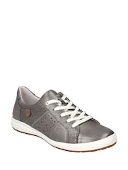 Josef Seibel Silver Caren Leather Trainers - Image 2 of 5