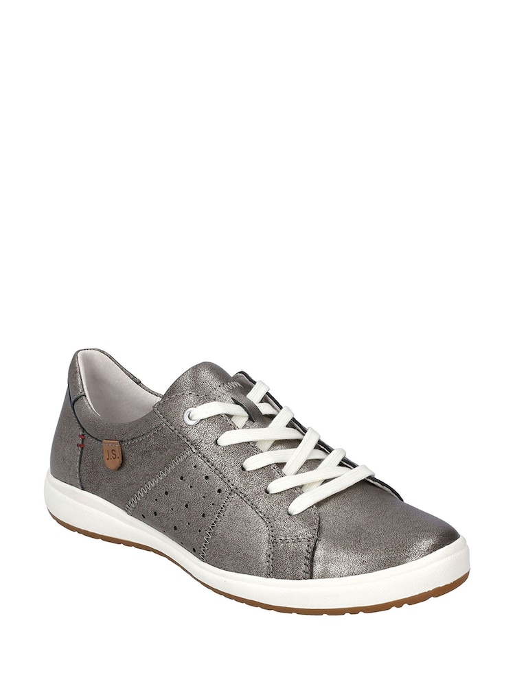 Josef Seibel Silver Caren Leather Trainers - Image 2 of 5
