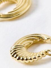 Oliver Bonas Gold Tone Daphne Curved Hoop Earrings - Image 2 of 4