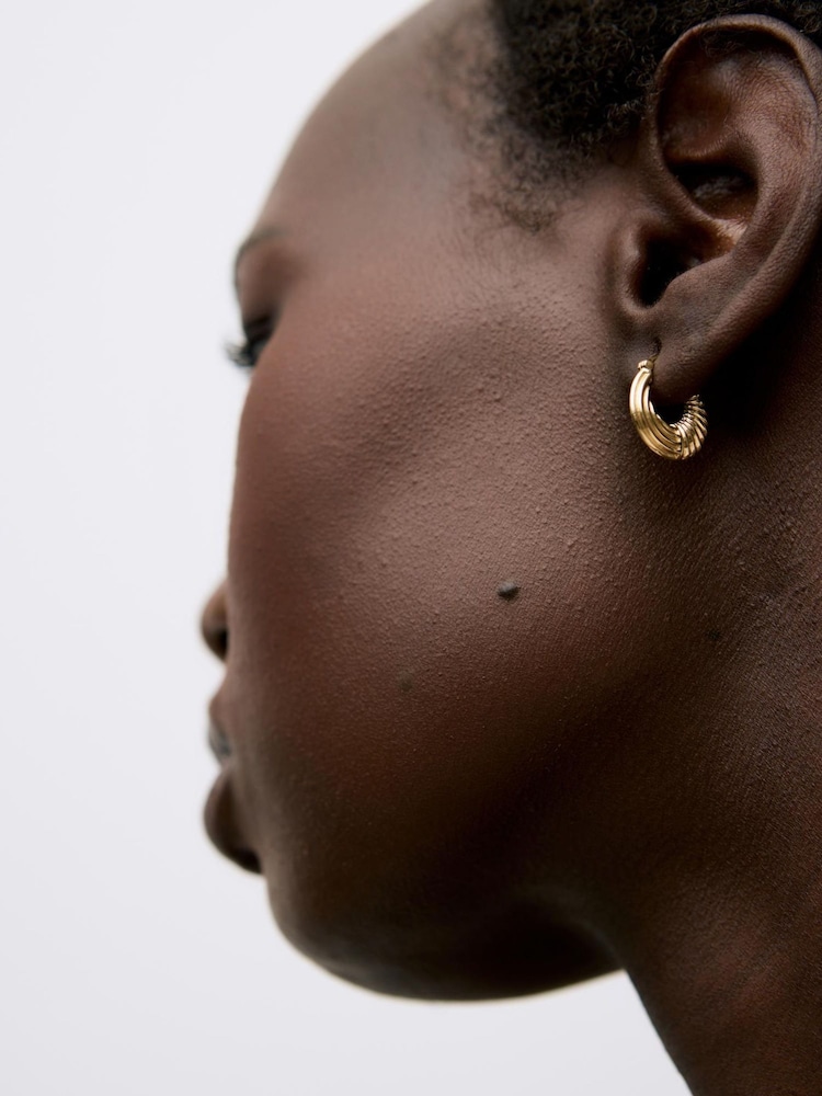 Oliver Bonas Gold Tone Daphne Curved Hoop Earrings - Image 4 of 4 Oliver Bonas Gold Tone Daphne Curved Hoop Earrings - Image 4 of 4