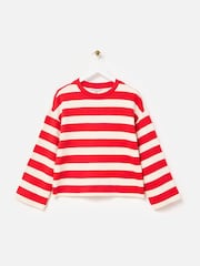 Oliver Bonas Red Striped Long Sleeve 100% Cotton Top - Image 4 of 8