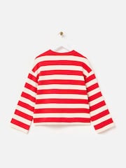 Oliver Bonas Red Striped Long Sleeve 100% Cotton Top - Image 5 of 8