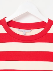 Oliver Bonas Red Striped Long Sleeve 100% Cotton Top - Image 6 of 8