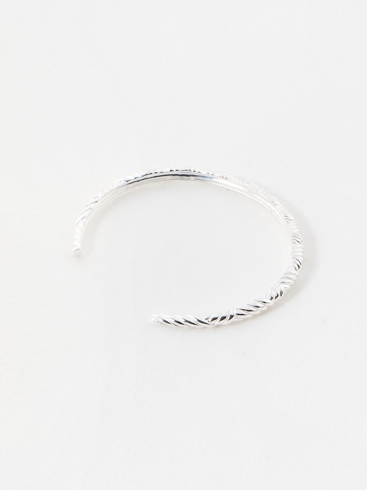 Oliver Bonas Silver Tone Zia Cross Over Textured Bangle - Image 2 of 4