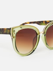 Oliver Bonas Green Crystal Faux Tortoiseshell Cat Eye Sunglasses - Image 4 of 6