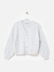 Oliver Bonas Grey Pointelle V-Neck Knitted Cardigan - Image 4 of 8