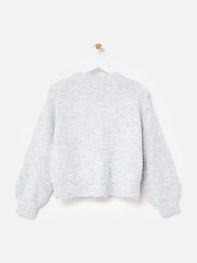 Oliver Bonas Grey Pointelle V-Neck Knitted Cardigan - Image 5 of 8