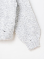 Oliver Bonas Grey Pointelle V-Neck Knitted Cardigan - Image 7 of 8