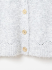 Oliver Bonas Grey Pointelle V-Neck Knitted Cardigan - Image 8 of 8