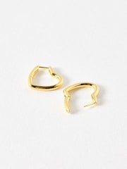 Oliver Bonas Gold Tone Polly Puffy Heart Profile Hoop Earrings - Image 2 of 4