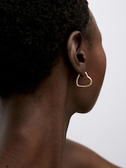 Oliver Bonas Gold Tone Polly Puffy Heart Profile Hoop Earrings - Image 4 of 4