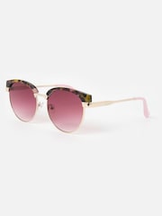 Oliver Bonas Pink Faux Tortoiseshell Clubmaster Sunglasses - Image 2 of 6
