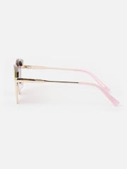 Oliver Bonas Pink Faux Tortoiseshell Clubmaster Sunglasses - Image 3 of 6