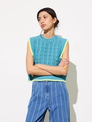 Oliver Bonas Blue Chunky Knit Vest - Image 1 of 8