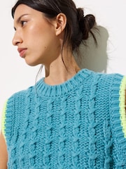 Oliver Bonas Blue Chunky Knit Vest - Image 2 of 8