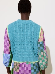 Oliver Bonas Blue Chunky Knit Vest - Image 3 of 8