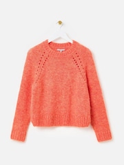 Oliver Bonas Orange Pointelle Knitted Jumper - Image 4 of 9