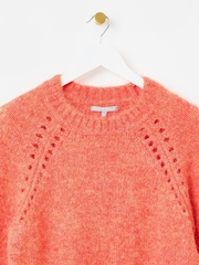 Oliver Bonas Orange Pointelle Knitted Jumper - Image 6 of 9