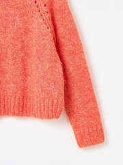 Oliver Bonas Orange Pointelle Knitted Jumper - Image 7 of 9
