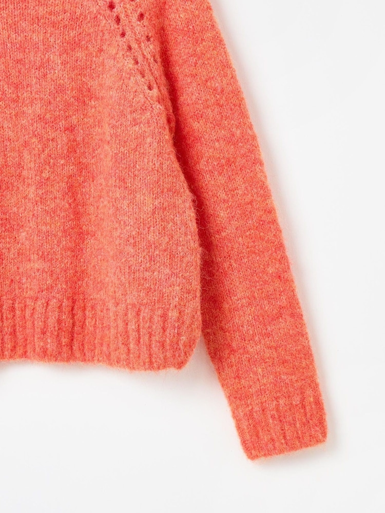 Oliver Bonas Orange Pointelle Knitted Jumper - Image 7 of 9