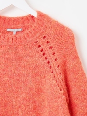 Oliver Bonas Orange Pointelle Knitted Jumper - Image 8 of 9