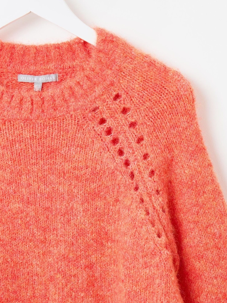 Oliver Bonas Orange Pointelle Knitted Jumper - Image 8 of 9