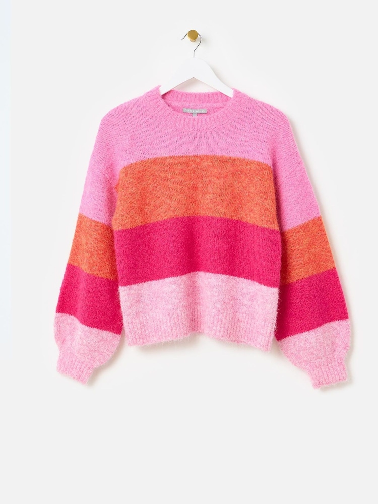 Oliver Bonas Pink Striped Knitted Jumper - Image 4 of 9