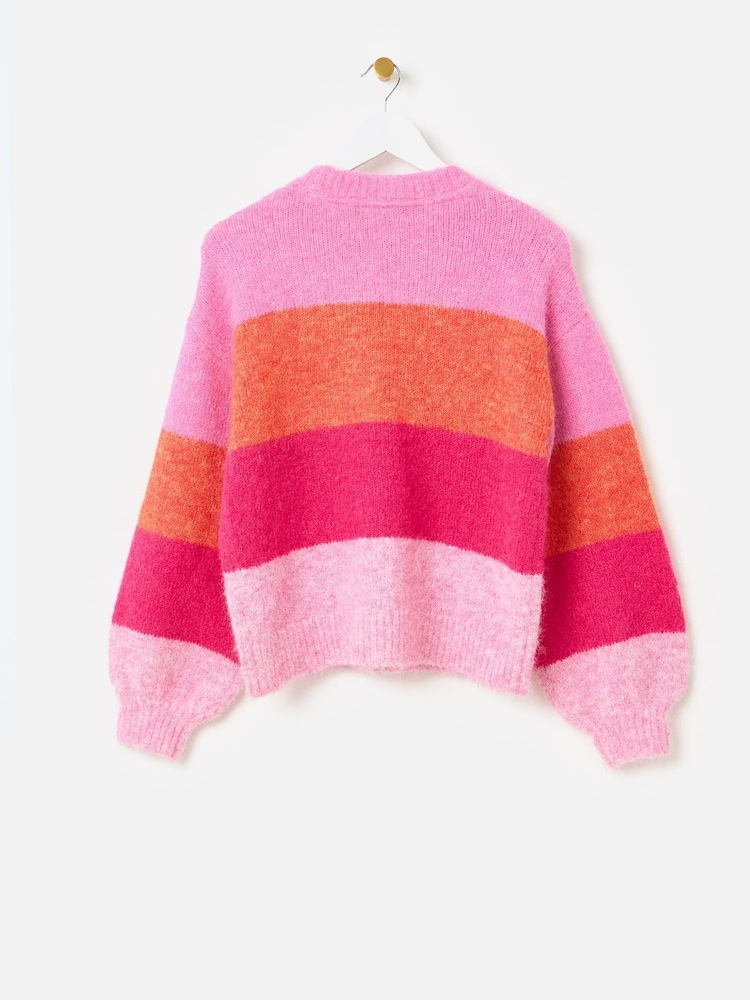Oliver Bonas Pink Striped Knitted Jumper - Image 5 of 9