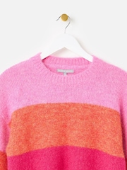 Oliver Bonas Pink Striped Knitted Jumper - Image 7 of 9