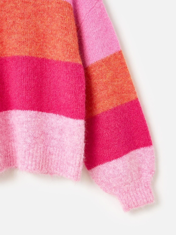 Oliver Bonas Pink Striped Knitted Jumper - Image 8 of 9