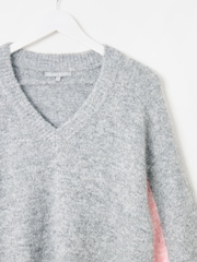 Oliver Bonas Grey V-Neck Knitted Jumper - Image 8 of 9