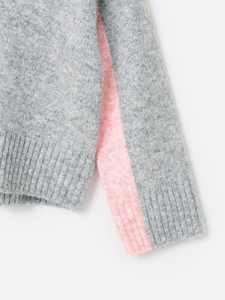 Oliver Bonas Grey V-Neck Knitted Jumper - Image 9 of 9 Oliver Bonas Grey V-Neck Knitted Jumper - Image 9 of 9