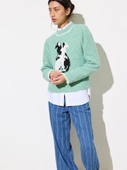 Oliver Bonas Green Marl Dog Knitted Jumper - Image 1 of 9