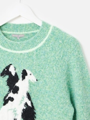 Oliver Bonas Green Marl Dog Knitted Jumper - Image 8 of 9
