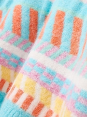 Oliver Bonas Blue Abstract Stripe Geometric Knitted Jumper - Image 7 of 9