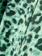 Oliver Bonas Green Animal Print Mini Shirt Dress - Image 6 of 9