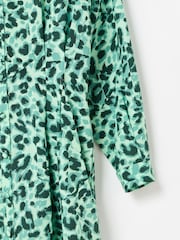 Oliver Bonas Green Animal Print Mini Shirt Dress - Image 8 of 9