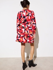 Oliver Bonas Red Abstract Floral Mini Dress - Image 2 of 9