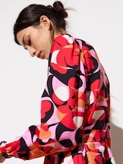 Oliver Bonas Red Abstract Floral Mini Dress - Image 3 of 9