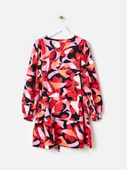 Oliver Bonas Red Abstract Floral Mini Dress - Image 5 of 9