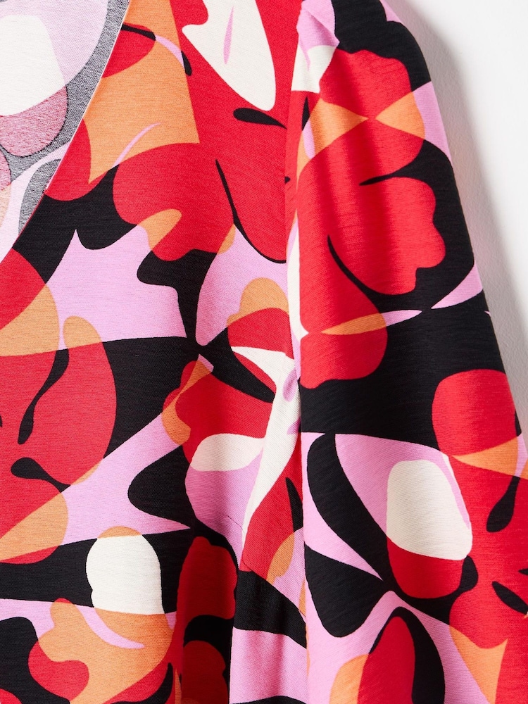 Oliver Bonas Red Abstract Floral Mini Dress - Image 9 of 9