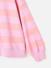 Oliver Bonas Pink 100% Cotton Striped Washed Sweatshirt - Image 9 of 9