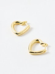 Oliver Bonas Gold Tone Polly Puffy Heart Profile Small Hoop Earrings - Image 1 of 4