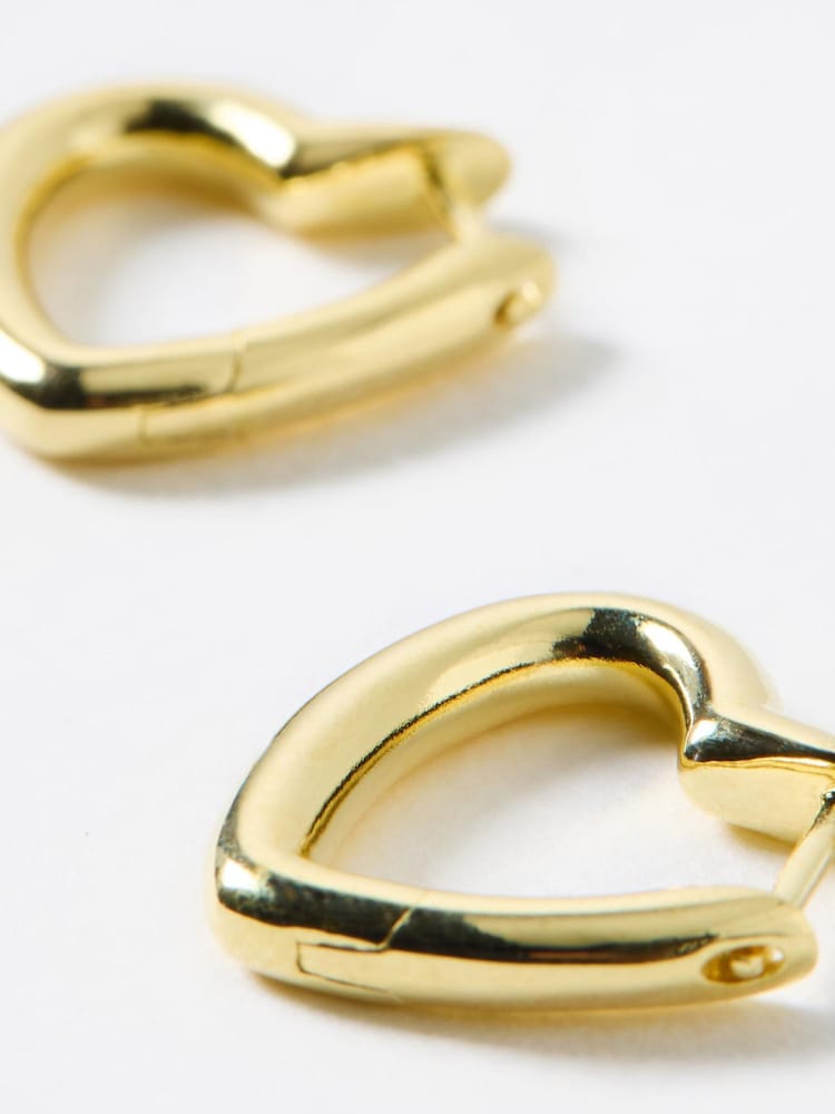 Oliver Bonas Gold Tone Polly Puffy Heart Profile Small Hoop Earrings - Image 2 of 4