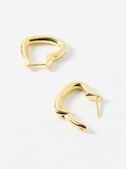 Oliver Bonas Gold Tone Polly Puffy Heart Profile Small Hoop Earrings - Image 3 of 4