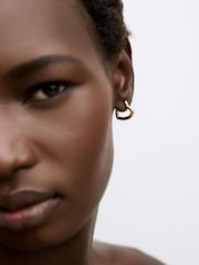Oliver Bonas Gold Tone Polly Puffy Heart Profile Small Hoop Earrings - Image 4 of 4