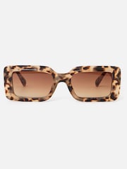 Oliver Bonas Brown Milky Faux Tortoiseshell Rectangular Sunglasses - Image 1 of 5