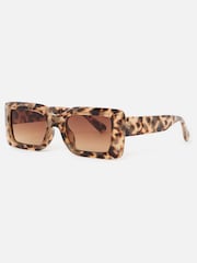 Oliver Bonas Brown Milky Faux Tortoiseshell Rectangular Sunglasses - Image 3 of 5