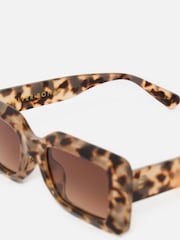 Oliver Bonas Brown Milky Faux Tortoiseshell Rectangular Sunglasses - Image 5 of 5